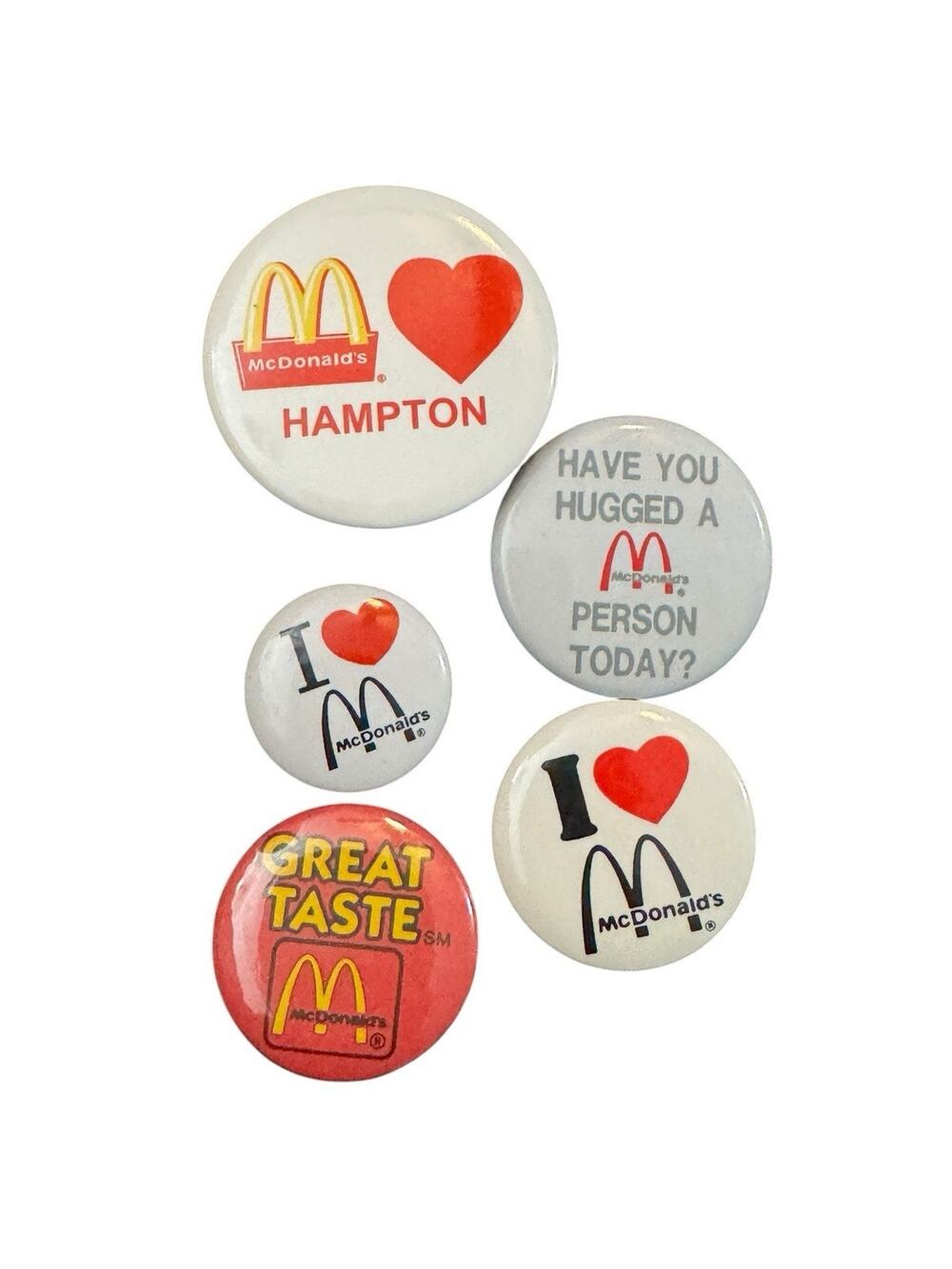 Vintage 80’s 90’s Lot Of 5 McDonald’s Employee Buttons Great Taste